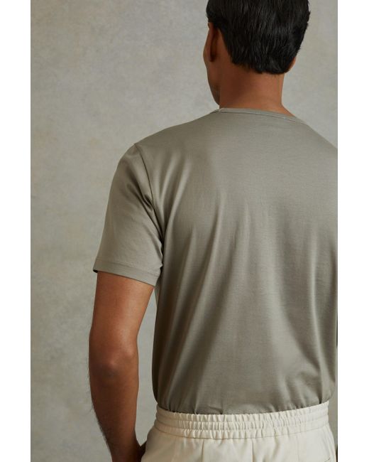 Reiss Green Caspian - Vetiver Mercerised Cotton Crew Neck T-shirt, S for men