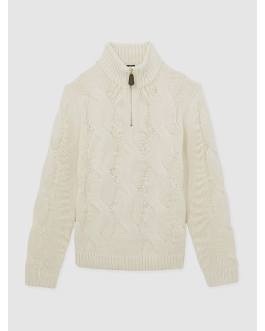 Reiss Natural Broughton - White Atelier Cabled-cashmere Jumper, M for men