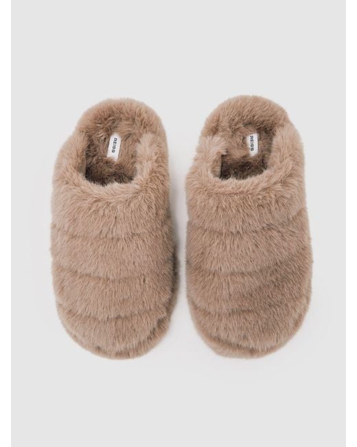 Reiss Gray Faux Fur Slippers