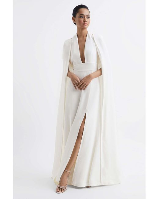 Reiss Grace - White Maxi Dress With Cape, Us 8
