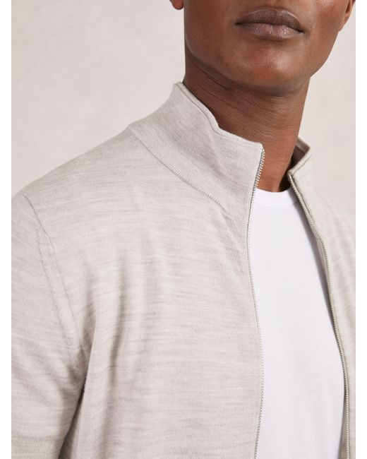 Reiss Natural Merino Wool Zip Through Cardigan for men