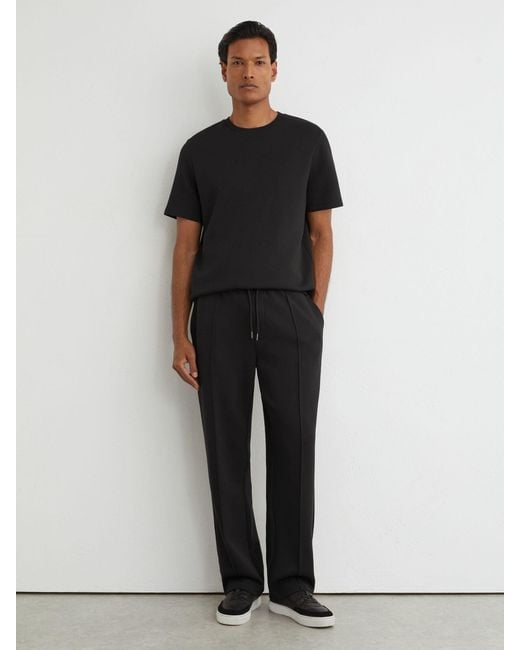 Reiss Black Sueded Interlock Jersey Modern-Fit T-Shirt for men