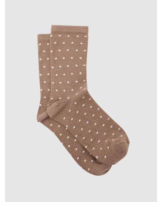 Reiss Natural Cotton-Blend Polka-Dot Socks