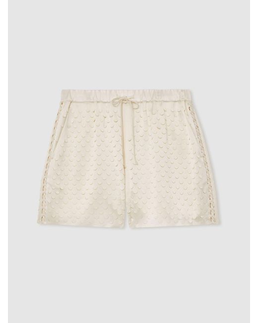 Reiss Natural Laser Cut Drawstring Shorts