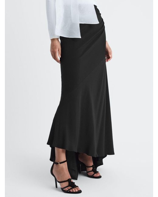 Reiss Black High Rise Fitted Maxi Skirt