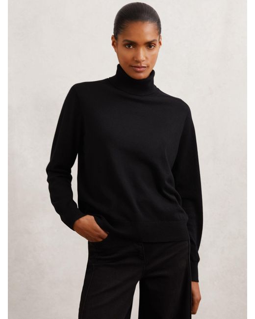 Reiss Black Wool Roll-Neck Jumper