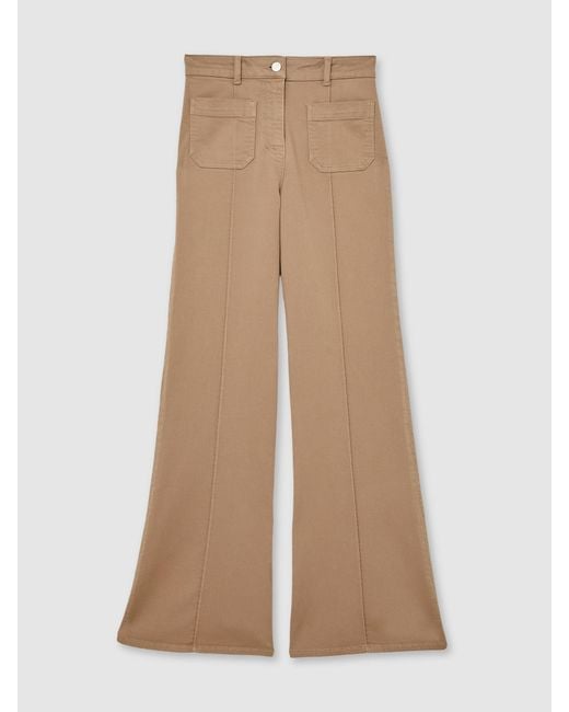 Reiss Natural Sakura - Taupe Neutral Patch-pocket Flared Jeans, 30w X 31l (uk 30 R)