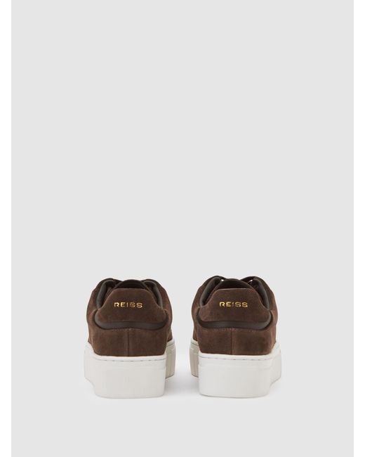 Reiss Brown Leather Low-Top Trainers