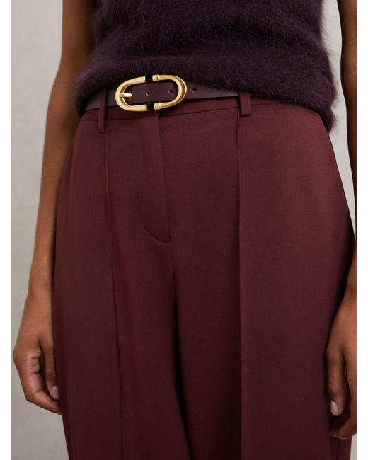 Reiss Purple Wide-Leg Pintuck Trousers