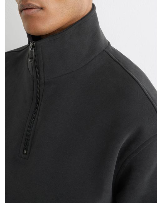 Reiss Black Cotton-Blend Half-Zip Sweatshirt for men