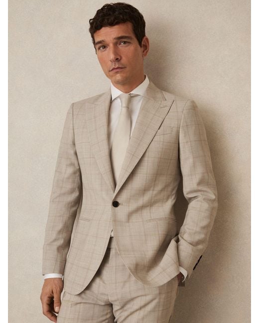 Reiss Multicolor Wool Single-Breasted Check Suit Blazer Classic-Fit for men