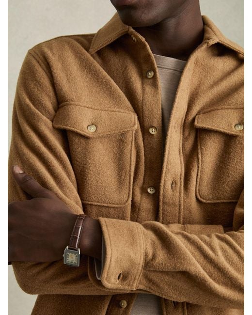 Reiss Natural Twin-Pocket Overshirt With Wool for men