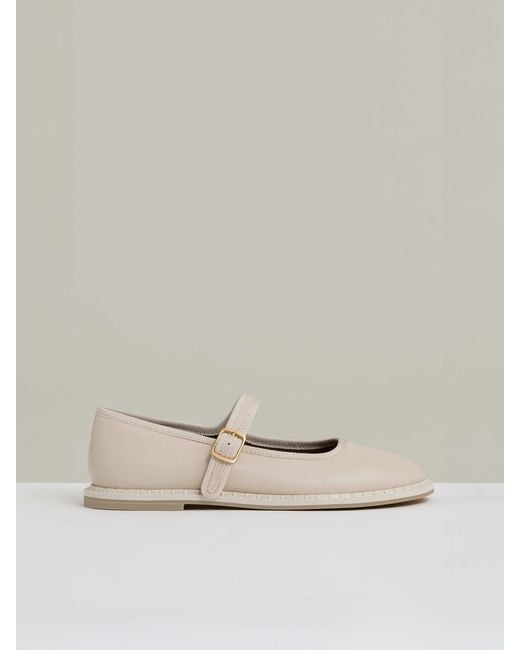 Reiss Natural Nicole Leather Mary-Jane Shoes