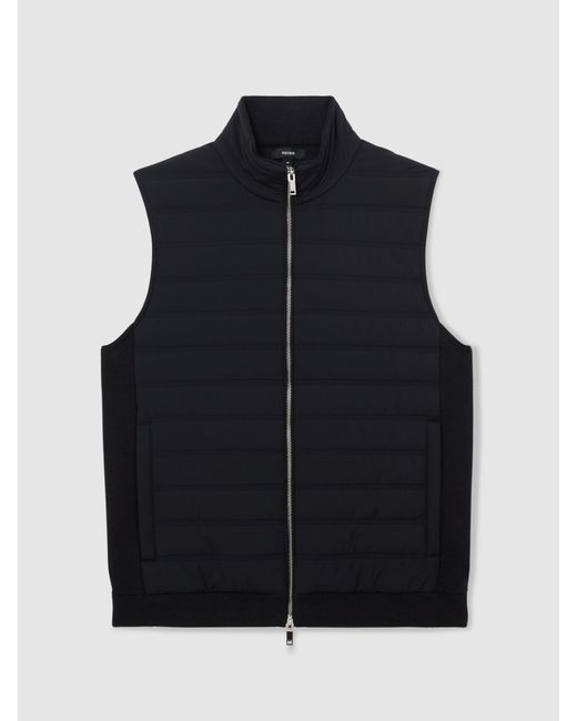 Reiss Blue Newford - Navy Funnel-neck Quilted Knit Gilet, L for men
