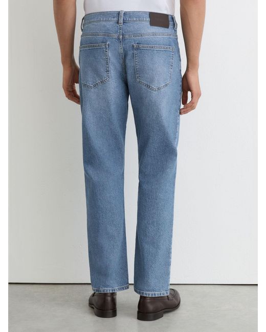 Reiss Blue Mid Wash Straight-Leg Jeans for men