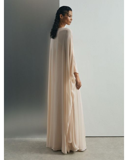 ATELIER Natural Satin Cape Maxi Dress