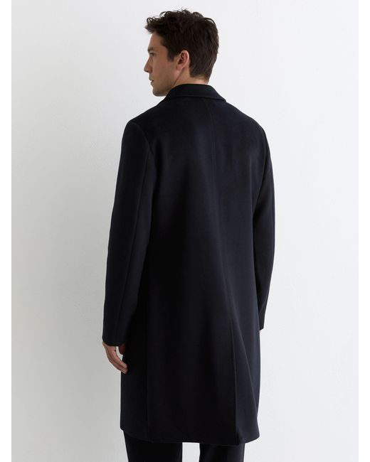 Reiss Black Empire - Navy Wool-blend Single-breasted Overcoat, S for men