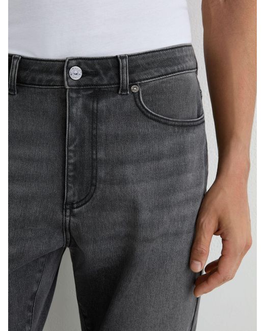 Reiss Black Relaxed-Fit Cropped Jeans for men