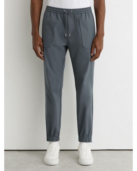 Reiss Blue Technical Cuffed Drawstring Trousers for men
