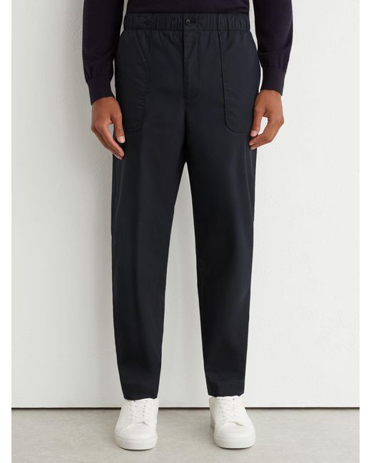 Reiss Black Cotton-Blend Lightweight Tapered Trousers for men