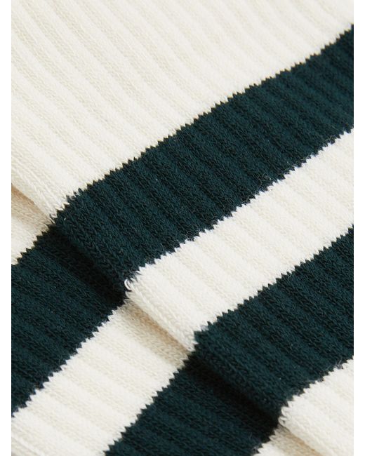 Reiss White Forest & Ecru Cotton-Blend Double-Stripe Socks, M & L for men