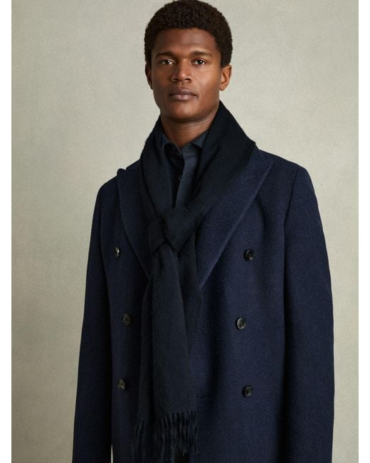 Reiss Blue Picton - Navy Cashmere Blend Scarf, One for men