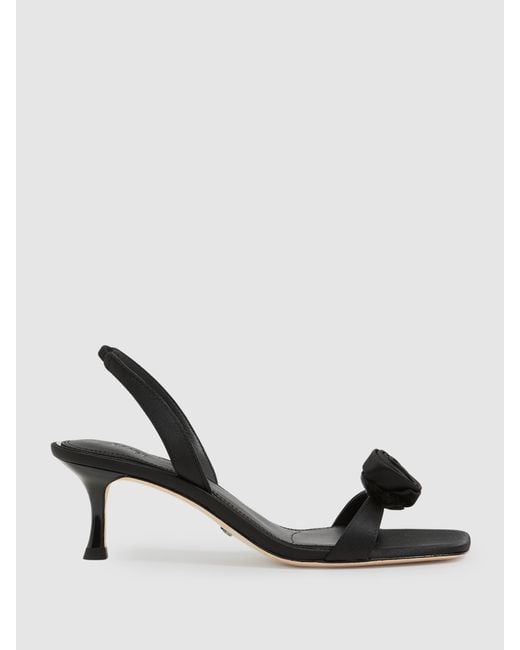PAIGE Black Satin Rosette Sandals