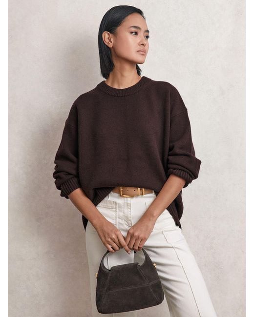 Reiss Brown Wool-Cashmere Crew-Neck Jumper
