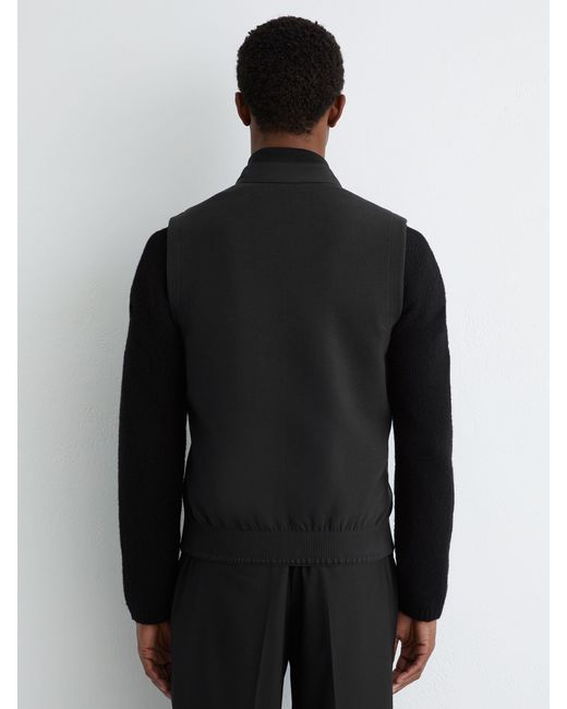Reiss Black Quilt And Knit Zip-Through Gilet for men