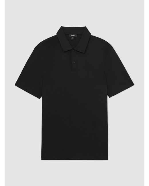 Reiss Black Air-Water Cotton Polo Shirt for men