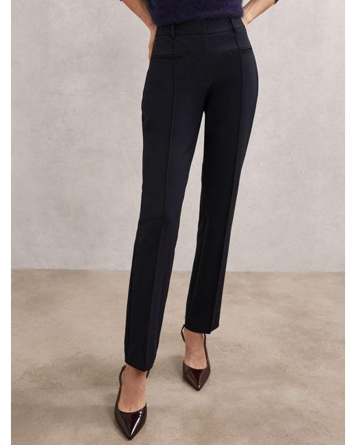 Reiss Black Pintuck Tapered Trousers