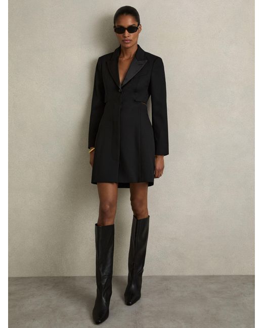 Reiss Gray Leather Kitten Heel Boots