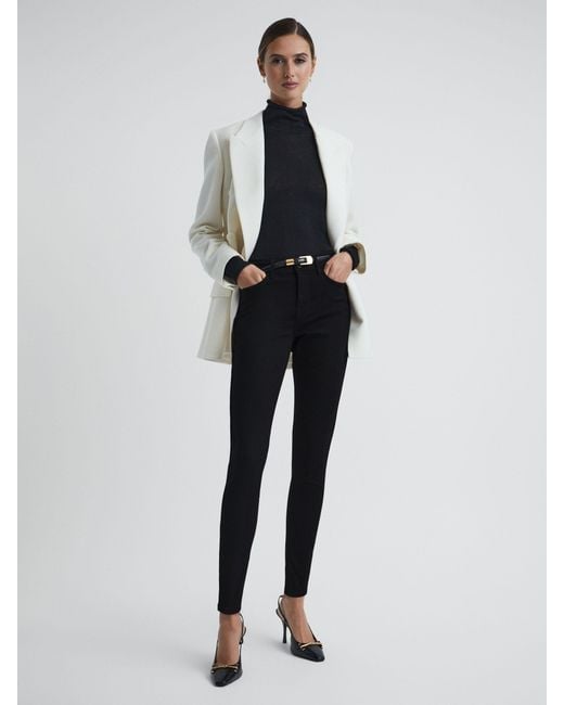 Reiss Lux - Black Mid Rise Skinny Jeans, 31r