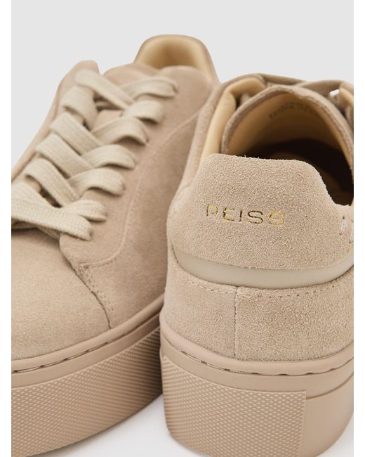 Reiss Natural Francesca Leather Low-Top Trainers