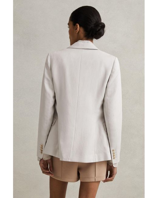 Reiss Natural Farrah - Light Grey Petite Single Breasted Suit Blazer With Tm Fibers