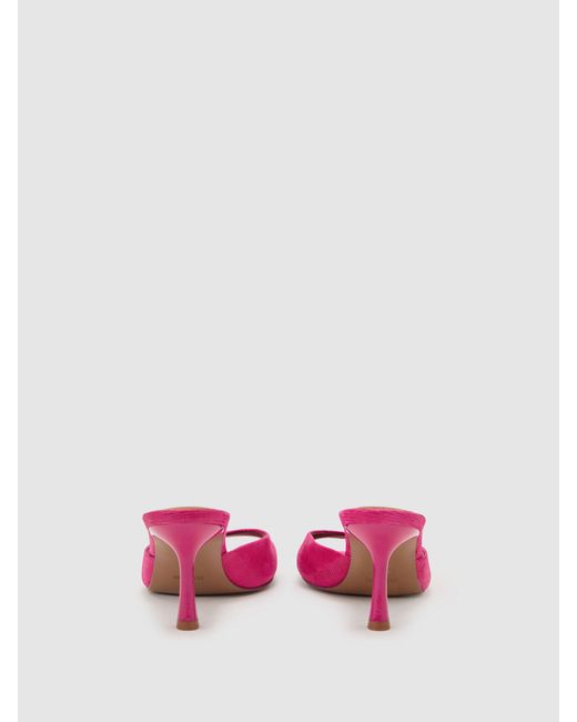 Reiss Yasmin - Pink Textured Open-toe Heeled Mules, Us 7 (uk 5)