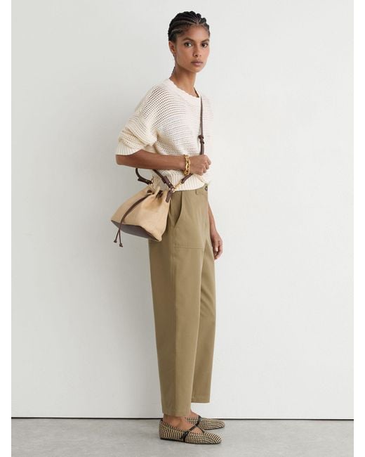 Reiss Multicolor Natural & Raffia-Effect Stripe Ballet Flats