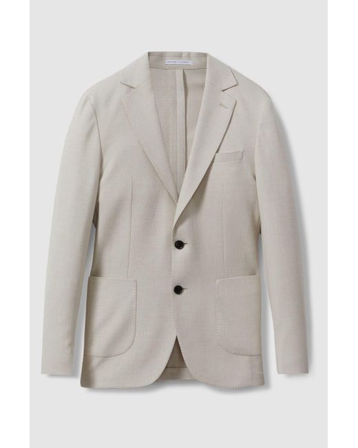 Reiss Gray Aphrodite - Stone Single Breasted Blazer With Cotton for men