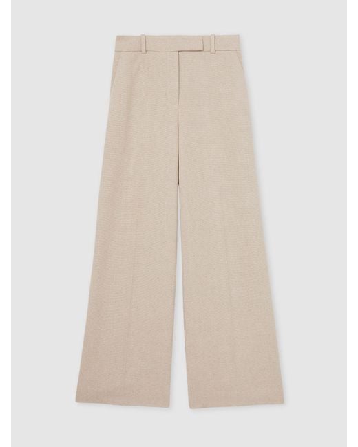 Reiss Natural Linen-Blend Wide-Leg Trousers