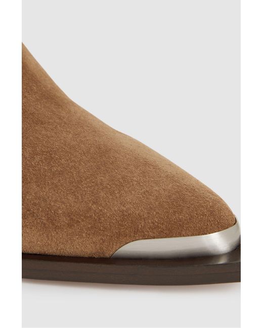 PAIGE Brown Suede Block-Heel Ankle Boots