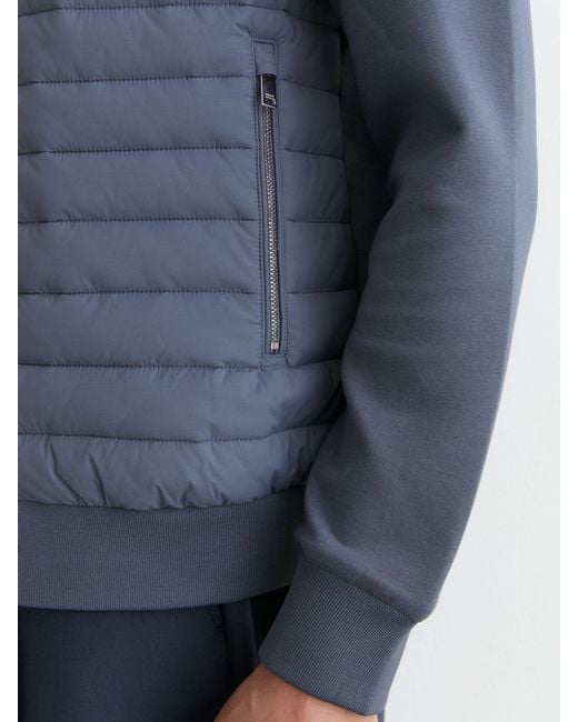 Reiss Blue Hybrid Quilt And Interlock Zip Jacket for men