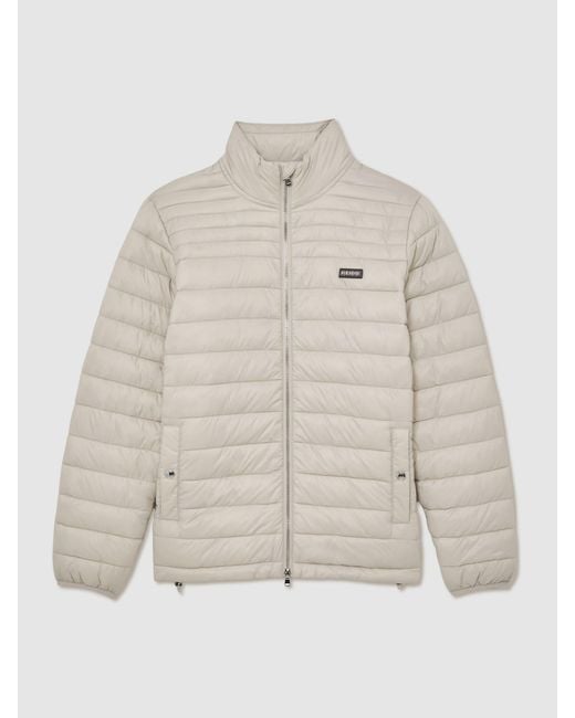 Reiss Natural Acer - Light Stone Quilted Zip-through Jacket, L for men