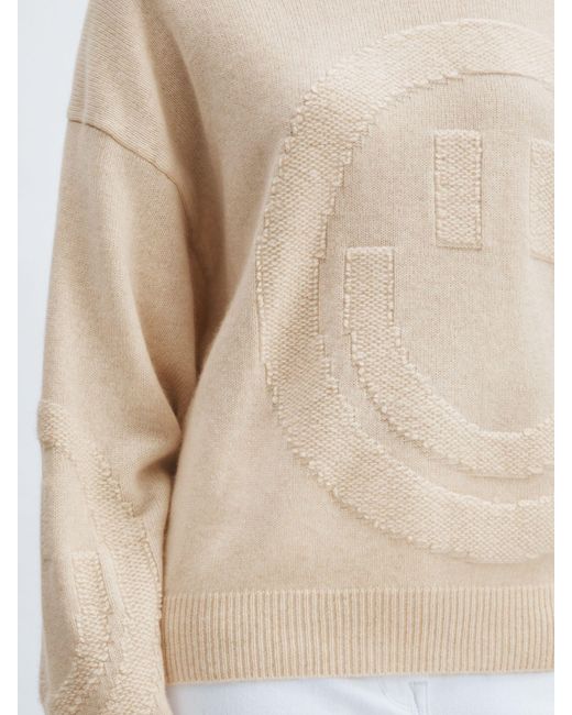 Crush White Smiley Crew Jumper Cashmere Smiley Stitch