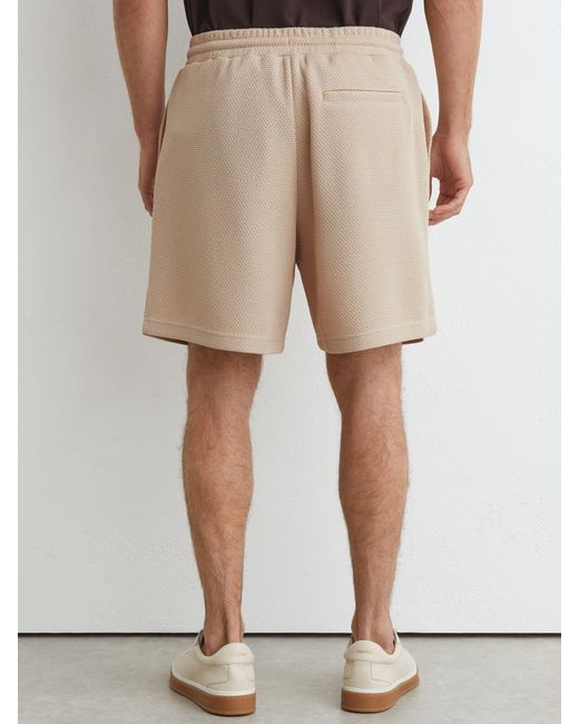 Reiss Natural Textured Piped Drawstring Shorts for men