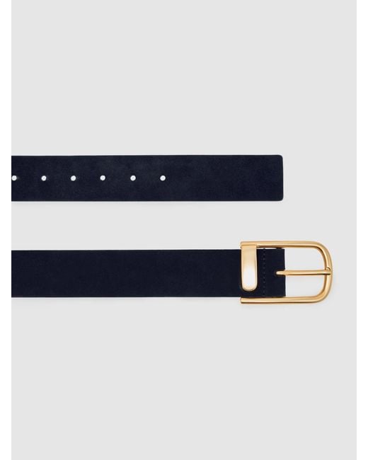 Reiss Black Iyla Leather Half Keeper Belt
