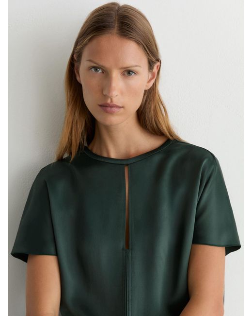 Reiss Green Satin Cape-Detail Mini Dress