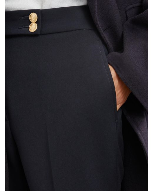 Reiss Blue Tapered Button-Detail Trousers