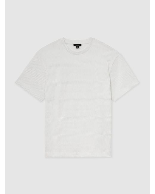 Reiss White Textured-Wave Relaxed-Fit T-Shirt for men