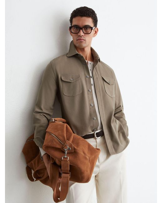 Reiss Natural Cotton-Twill Twin-Pocket Regular-Fit Shirt for men