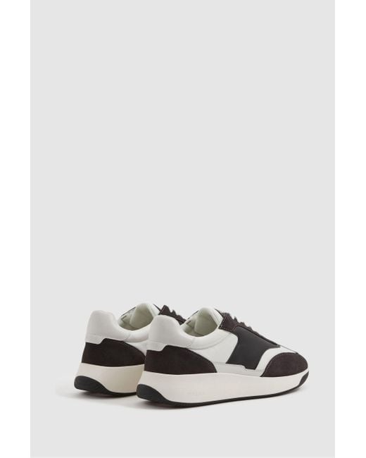 Reiss White Emmett - Charcoal Leather Suede Running Trainers for men